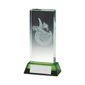 Golf Bag Jade Glass Block with Green Base (In Presentation Case) - Image 1