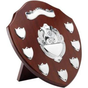 Mahogany Shield With Chrome Fronts And 7 Record Shields (1in Centre)