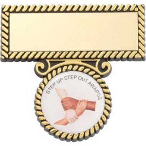Black|Gold Plastic Badge And Bar (1in Centre) - 2in