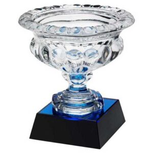 Clear Glass Bowl On Blue~Black Base (Approx 7" Dia) - 8.25in - Image 2