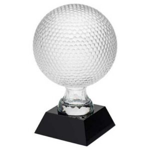 Clear Glass Golf Ball On Black Base
