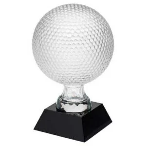 Clear Glass Golf Ball On Black Base