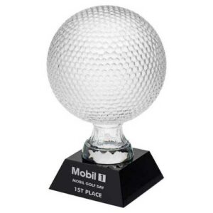 Clear Glass Golf Ball On Black Base - Image 3