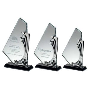 Clear~Blk Glass Plaque With Metal Stars (10mm Thick) - Image 2