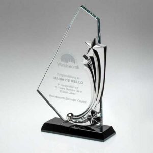 Clear~Blk Glass Plaque With Metal Stars (10mm Thick) - Image 4