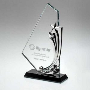 Clear~Blk Glass Plaque With Metal Stars (10mm Thick) - Image 3