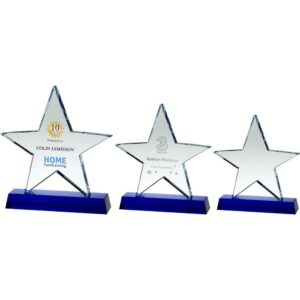 Clear Glass Star Plaque On Blue Base (19mm Thick) - Image 2