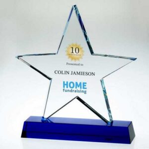 Clear Glass Star Plaque On Blue Base (19mm Thick) - Image 3