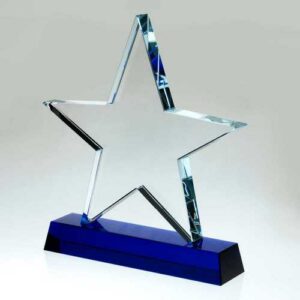 Clear Glass Star Plaque On Blue Base (19mm Thick) - Image 5