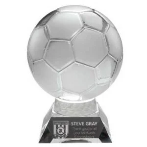 Clear~Frosted Glass Football On Base