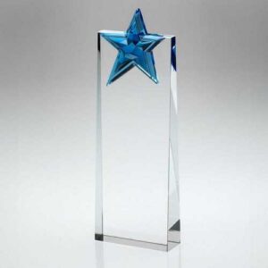 Clear Glass Wedge With Blue Glass Star - Image 1