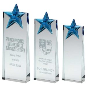 Clear Glass Wedge With Blue Glass Star - Image 2