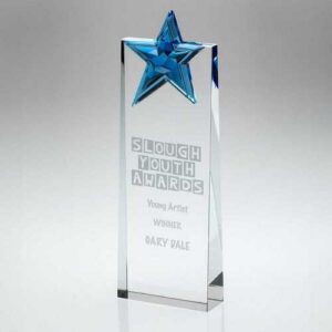 Clear Glass Wedge With Blue Glass Star - Image 4