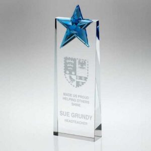 Clear Glass Wedge With Blue Glass Star - Image 3