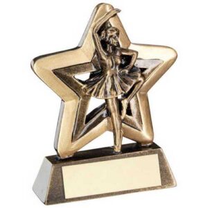 Brz~Gold Ballet Mini Star With Plate – 3.75in Dance Award Trophy