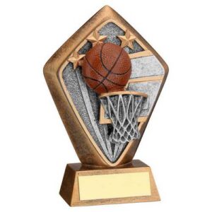 Brz|Gold Diamond Holder With Basketball Disc With Plate - 5.25in