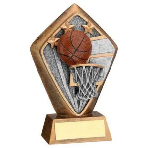 Brz|Gold Diamond Holder With Basketball Disc With Plate - 5.25in