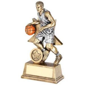 Brz|Pew|Orange Male Basketball Figure With Star Back With Plate (1in Cen)
