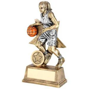 Brz~Pew~Orange Female Basketball Figure With Star Back With Plate (1in Cen)