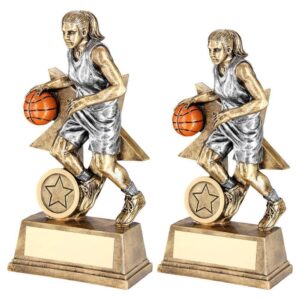 Brz~Pew~Orange Female Basketball Figure With Star Back With Plate (1in Cen) - Image 3