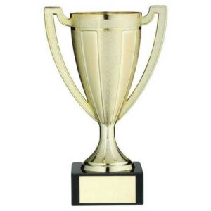 Gold Plastic Stippled Trophy Cup with Plate