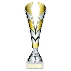 Silver~Gold Plastic V Trophy Cup - Image 1