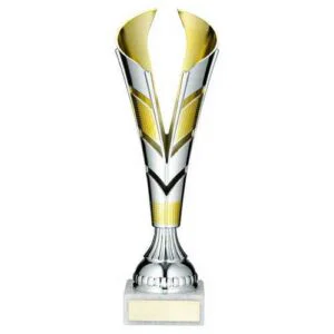 Silver~Gold Plastic V Trophy Cup