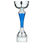 Silver & Blue Snakeskin Trophy Cup with Plate