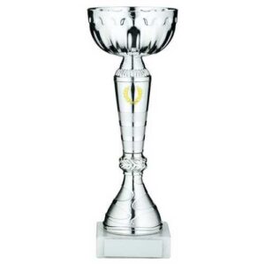 Silver Trophy Cup With Gold Wreath And Plate - Image 1