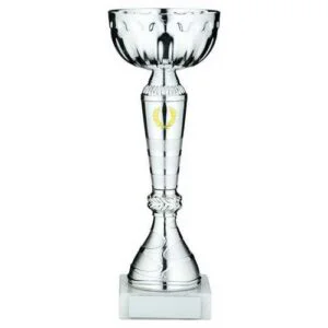 Silver Trophy Cup with Gold Wreath & Plate