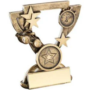 Brz~Gold Swimming Mini Cup With Plate (1in Centre)