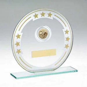 Table Tennis Round Glass Award – Jade, Silver & Gold