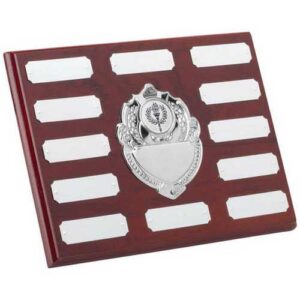 Rosewood Plaque With Chrome Fronts And Plates (1in Cen) 12 Plates - Image 1