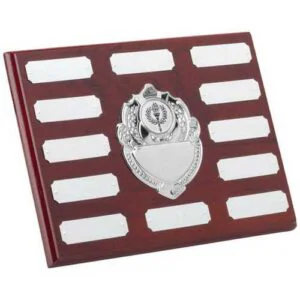 Rosewood Plaque With Chrome Fronts And Plates (1in Cen) 12 Plates