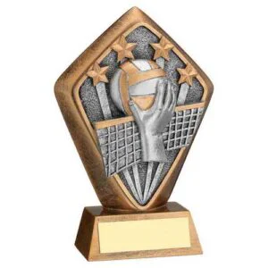 Brz~Gold Diamond Holder With Volleyball Disc With Plate - 5.25in