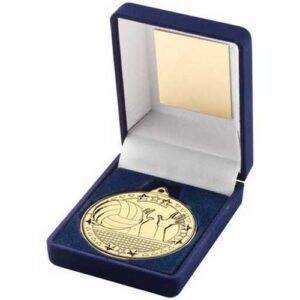 Blue Velvet Box And 50mm Medal Volleyball Trophy - Image 2