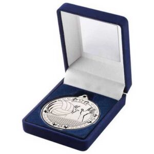 Blue Velvet Box And 50mm Medal Volleyball Trophy - Image 3