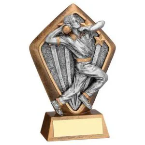 Brz~Gold Diamond Holder With Cricket Bowler Disc With Plate