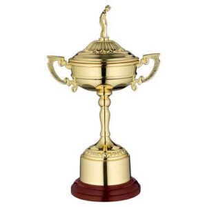 Gold Finish Ryder Cup On Round Base With Plinth - 12in