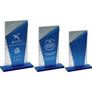 Blue Glass Plaque And Base With Clear Frosted Backdrop - Image 2