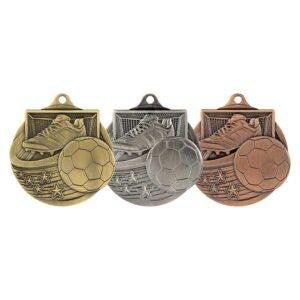 Power Strike Football Medal – 70mm | Antique Gold, Silver & Bronze Football Award Med - Image 1