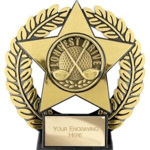 Emperor Star Longest Drive Plaque Gold 120mm – Personalised Golf Award Trophy